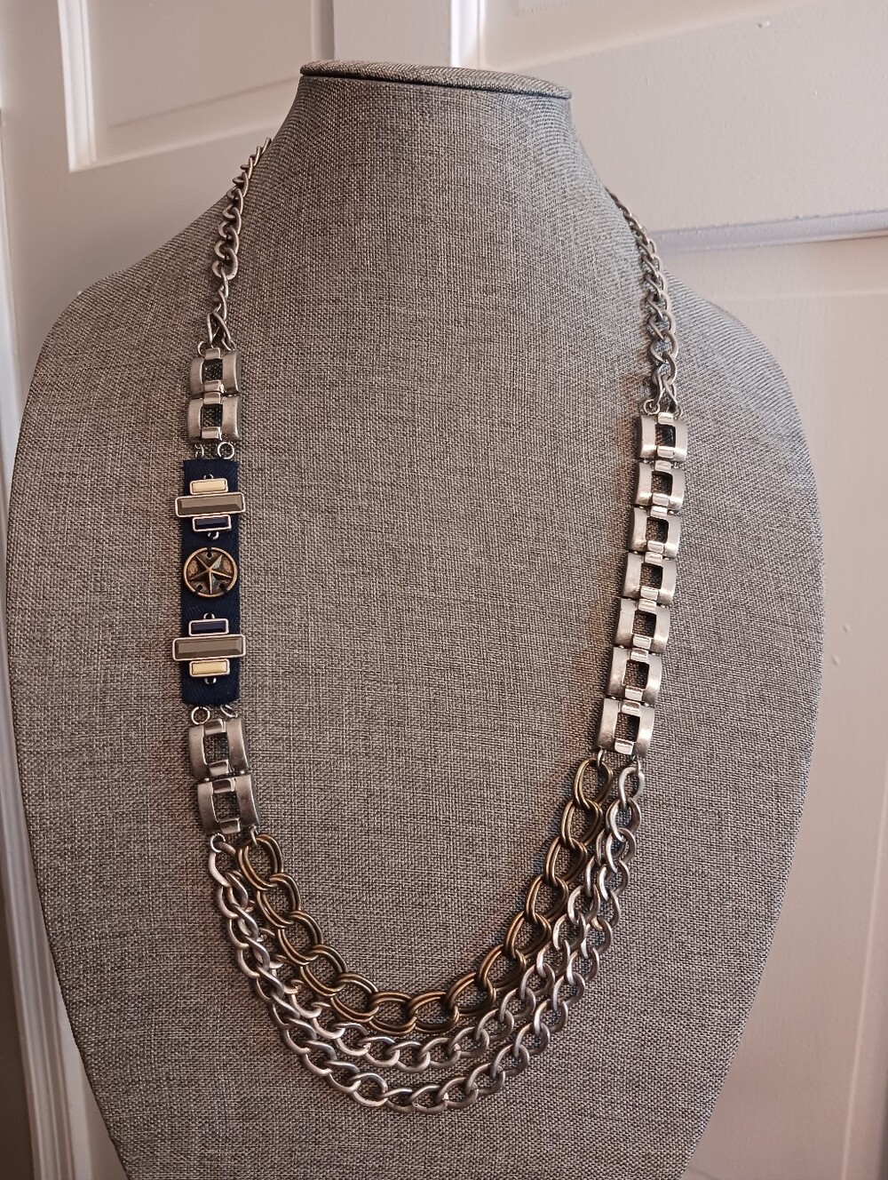 Banana Republic Militaria Multi-Strand Chain Statement Necklace